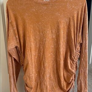 Victoria’s Secret pink Washed Rust Long Sleeve Side-Ruched Top